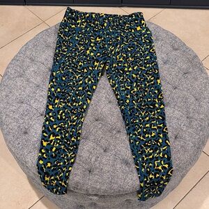 Sweaty Betty Power Leggings Full Length Leopard print Teal, Black, Yellow sz XL
